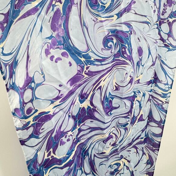 Vintage Swirl Marbling Printed Silk Scarf 70's Mod Mid Century Modern Style - Picture 4 of 4
